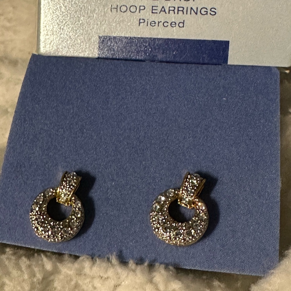 Avon PAVE DROP Hoop Earrings-pierced
